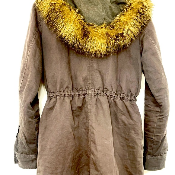 LOFT Charcoal Gray Zip Removable Hood W/Faux Fur XS - Picture 5 of 10